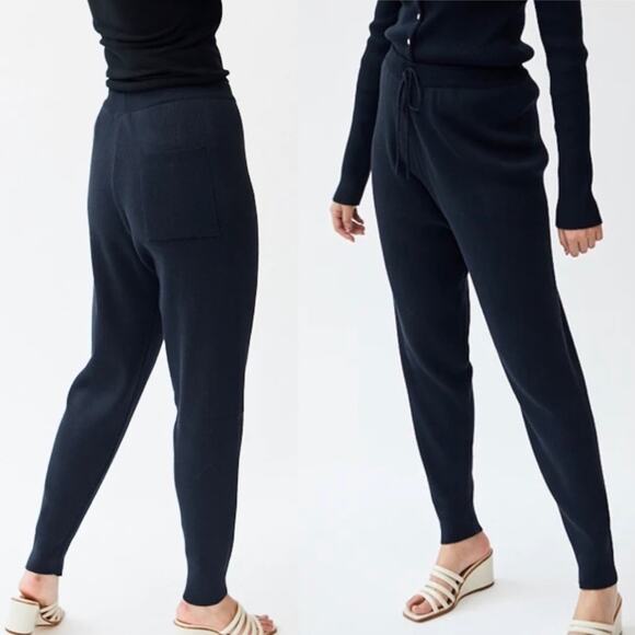 NWT Mijeong Park Ribbed Knit Track Pants in Navy - Picture 1 of 7